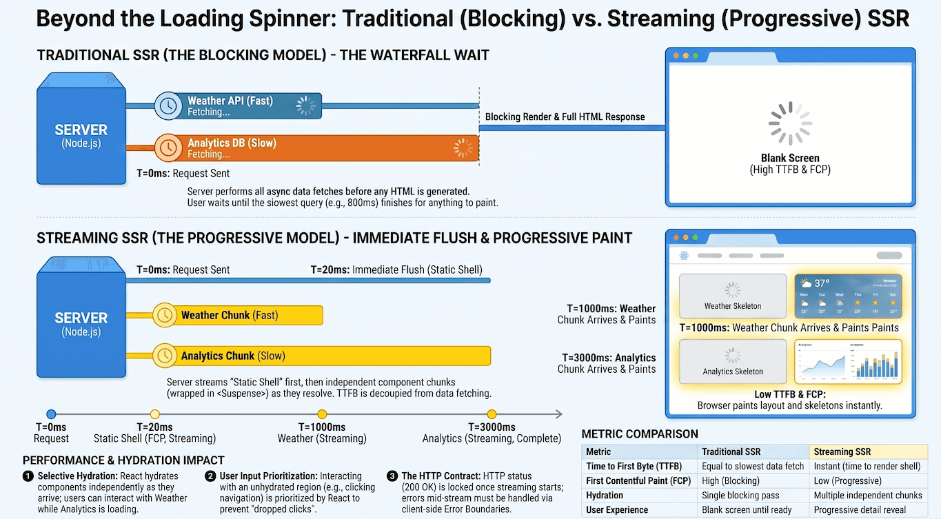 Traditional SSR vs. Streaming SSR